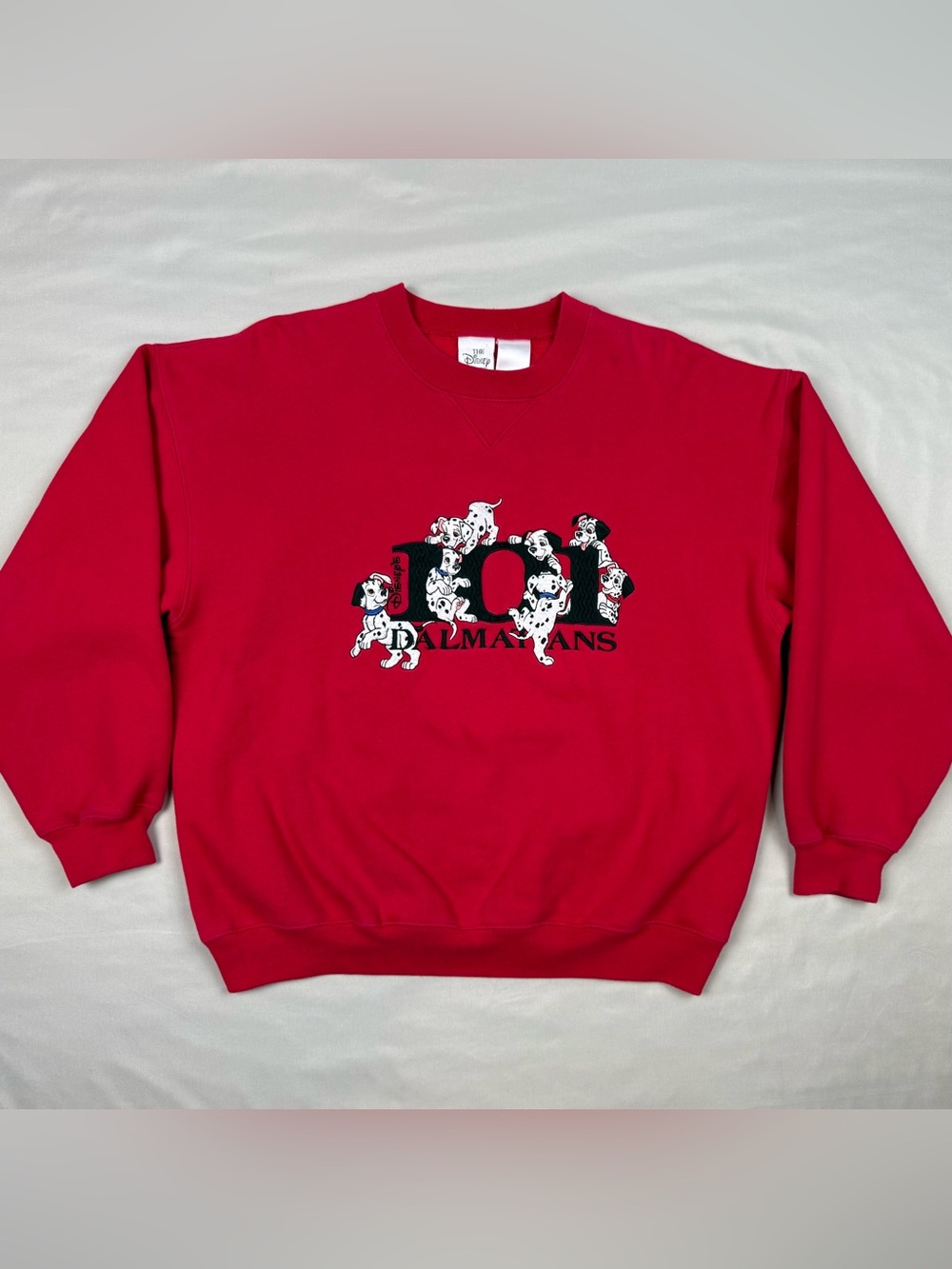 Vtg 90s Disney 101 Dalmatians Crewneck Sweatshirt Sz Medium Embroidered B7